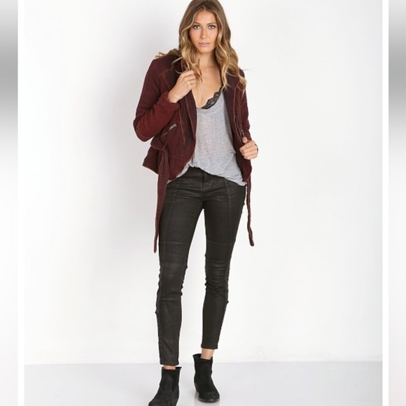 Free People Double Cloth Twill Wrap Jacket BlackBerry XS - Picture 3 of 16